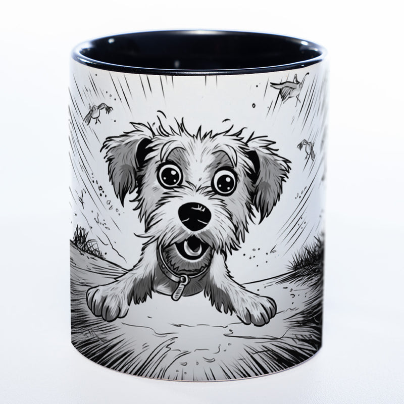 Motiv-Tasse mit Crazydog - exclusive Kaffeetasse - spülmaschinenfest