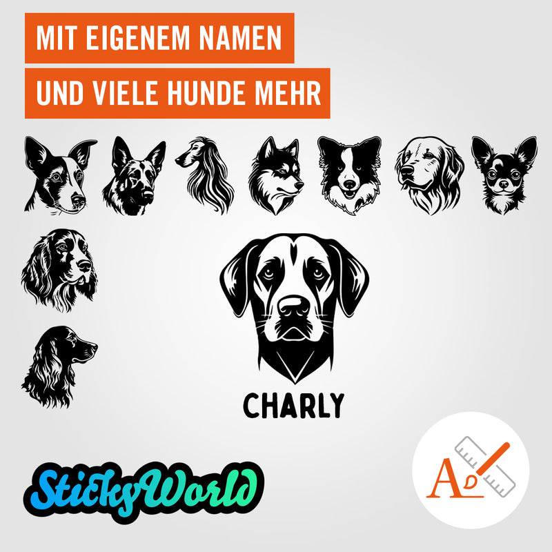 ALLE RASSEN - Hunde Sticker mit Name | StickyWorld Exclusive | Foliensticker