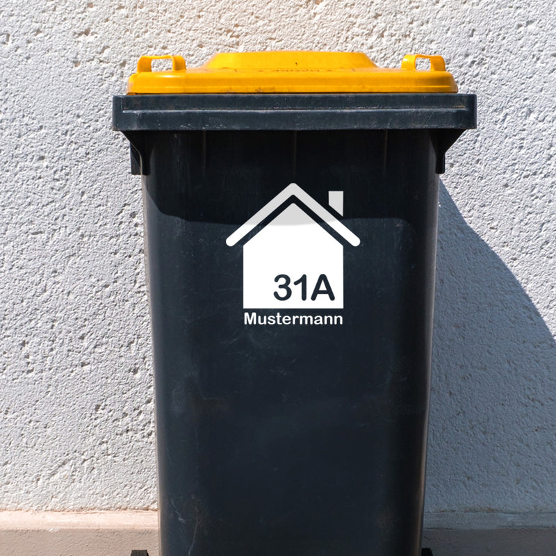 Personalisierbarer Folien-Transfersticker für Mülltonnen – Hausnummer & Name