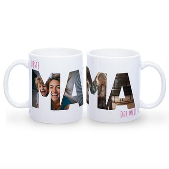 Tasse "Beste Mama der Welt" mit eigenen Fotos | Garantiert spülmaschinenfest