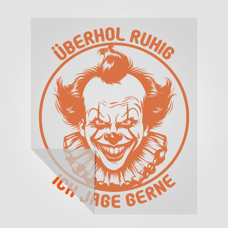 Motiv-Sticker Clown mit Spruch "Überhol ruhig - ich jage gern" StickyWorld Exclusive | Foliensticker