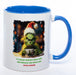 Kaffeetasse Grinch mit Text: Ich hasse Morgen Menschen und Morgen und Menschen plus Wunschnamen -  -blau