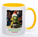 Kaffeetasse Grinch mit Text: Ich hasse Morgen Menschen und Morgen und Menschen plus Wunschnamen - gelb