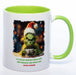 Kaffeetasse Grinch mit Text: Ich hasse Morgen Menschen und Morgen und Menschen plus Wunschnamen - grün