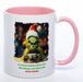 Kaffeetasse Grinch mit Text: Ich hasse Morgen Menschen und Morgen und Menschen plus Wunschnamen - pink