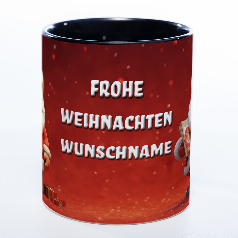 Weihnachtsmann-Tasse mit Wunschnamen - spülmaschinenfest