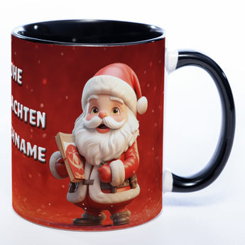 Weihnachtsmann-Tasse mit Wunschnamen - spülmaschinenfest