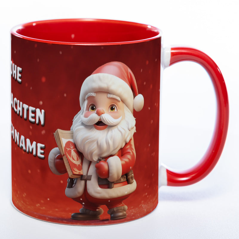 Weihnachtsmann-Tasse mit Wunschnamen - spülmaschinenfest