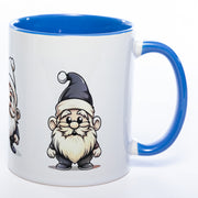 süßes Wichtelgeschenk, tolle Geschenkidee: Kaffeetasse mit Weihnachts Wichteln in der Farbe blau