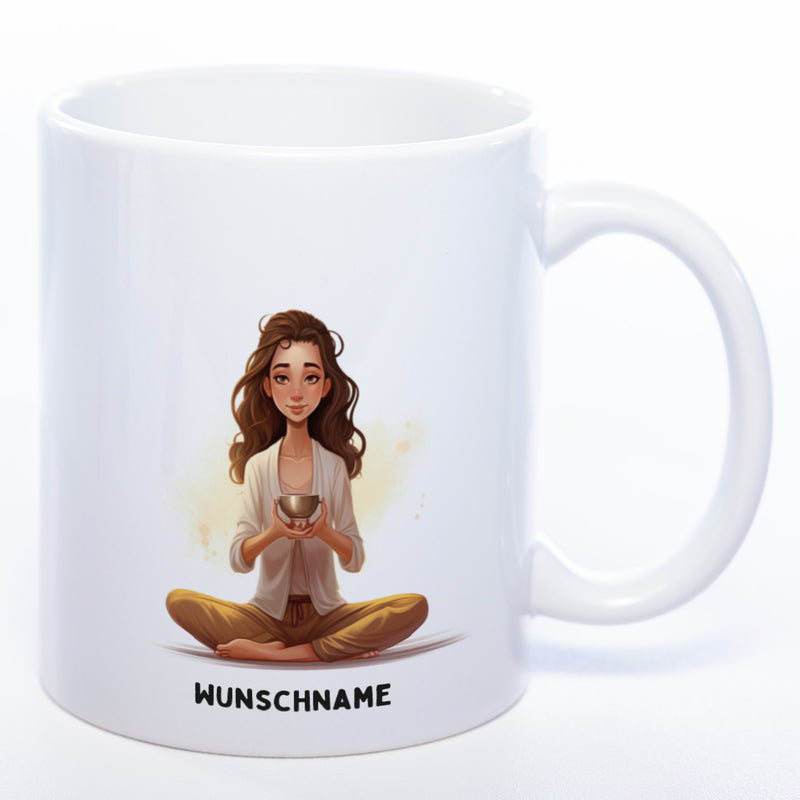 Motiv-Tasse  Yoga Ruhe-Royalty  mit Wunschnamen - Teetasse StickyWorld Exclusive spülmaschinenfest