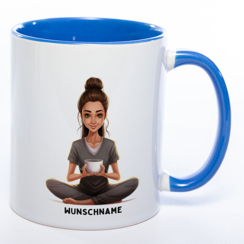 Motiv-Tasse  Yogafrau  mit Wunschnamen- Teetasse StickyWorld Exclusive spülmaschinenfest