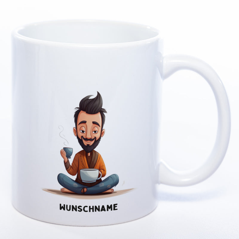 Motiv-Tasse Yoga Balance-Buddie mit Wunschnamen - Teetasse StickyWorld Exclusive spülmaschinenfest