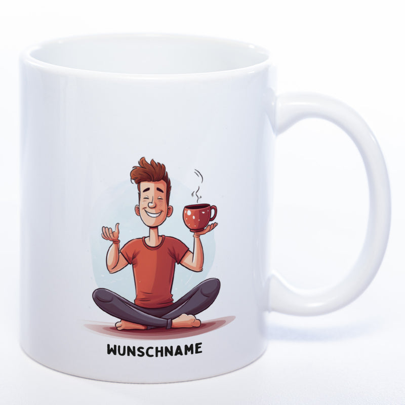 Motiv-Tasse Yoga Tee-Meditator  mit Wunschnamen - Teetasse StickyWorld Exclusive spüülmaschinenfest