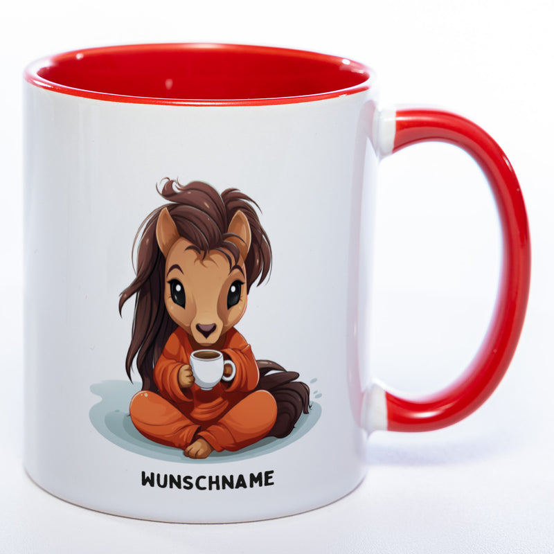 Motiv-Tasse  Yogapferd 2  mit Wunschnamen - Teetasse StickyWorld Exclusive spülmaschinenfest