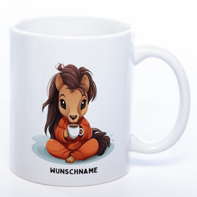 Motiv-Tasse  Yogapferd 2  mit Wunschnamen - Teetasse StickyWorld Exclusive spülmaschinenfest