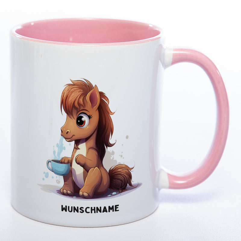 Motiv-Tasse  Yogapferd 3  mit Wunschnamen - Teetasse StickyWorld Exclusive spülmaschinenfest