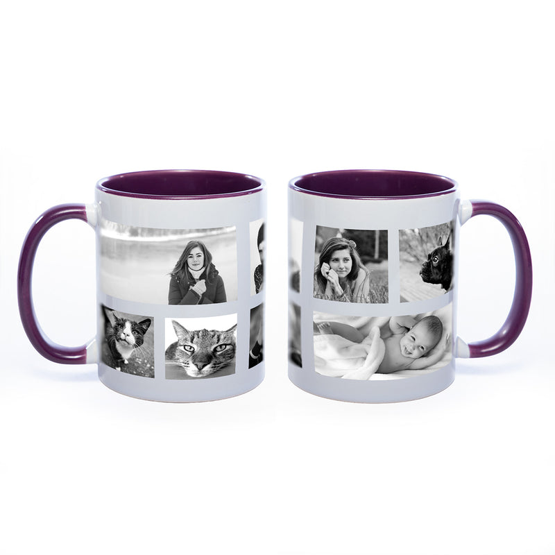 Tasse Innen und Henkel lila mit 8 Fotos