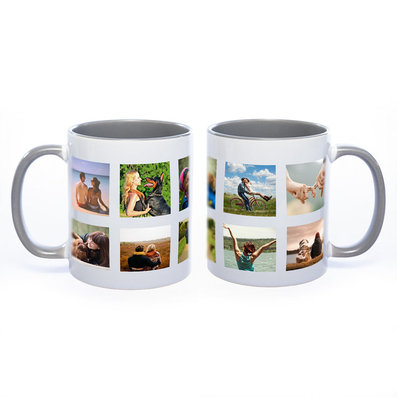 Tasse Innen und Henkel grau mit 10 Fotos