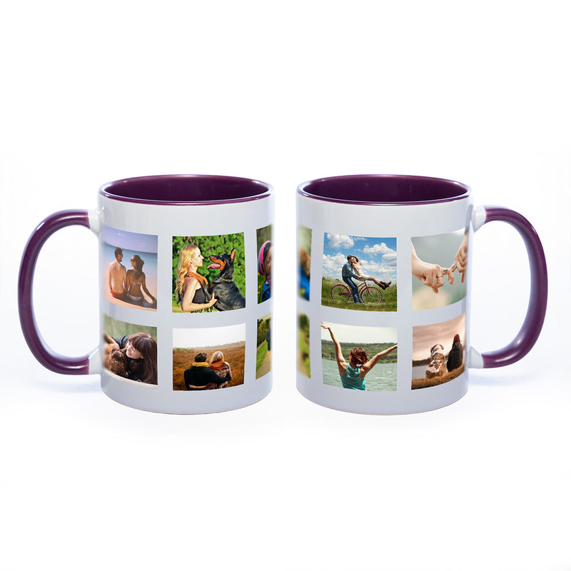 Tasse Innen und Henkel lila mit 10 Fotos