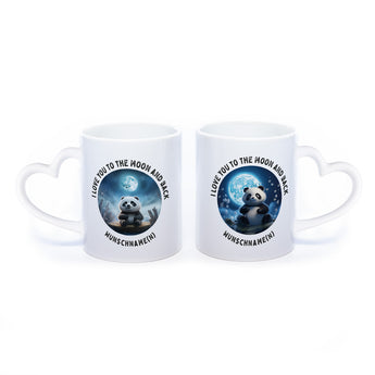 Motiv-Tasse mit Spruch "I love you to the moon and back" mit Name(n) spülmaschinenfest