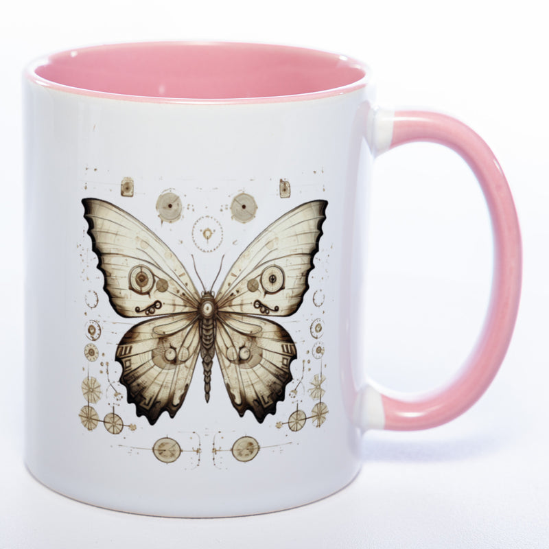 Tasse mit kunstvollem Schmetterling - Kaffeetasse spülmaschinenfest