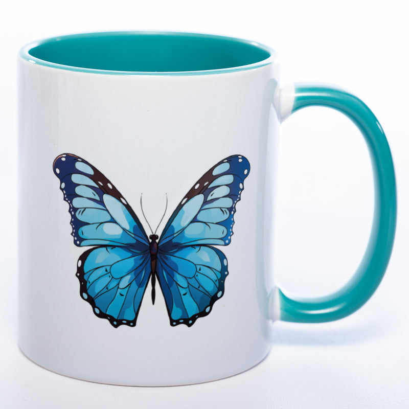 Spülmaschinenfeste Tasse mit blauem Schmetterling - Kaffeetasse