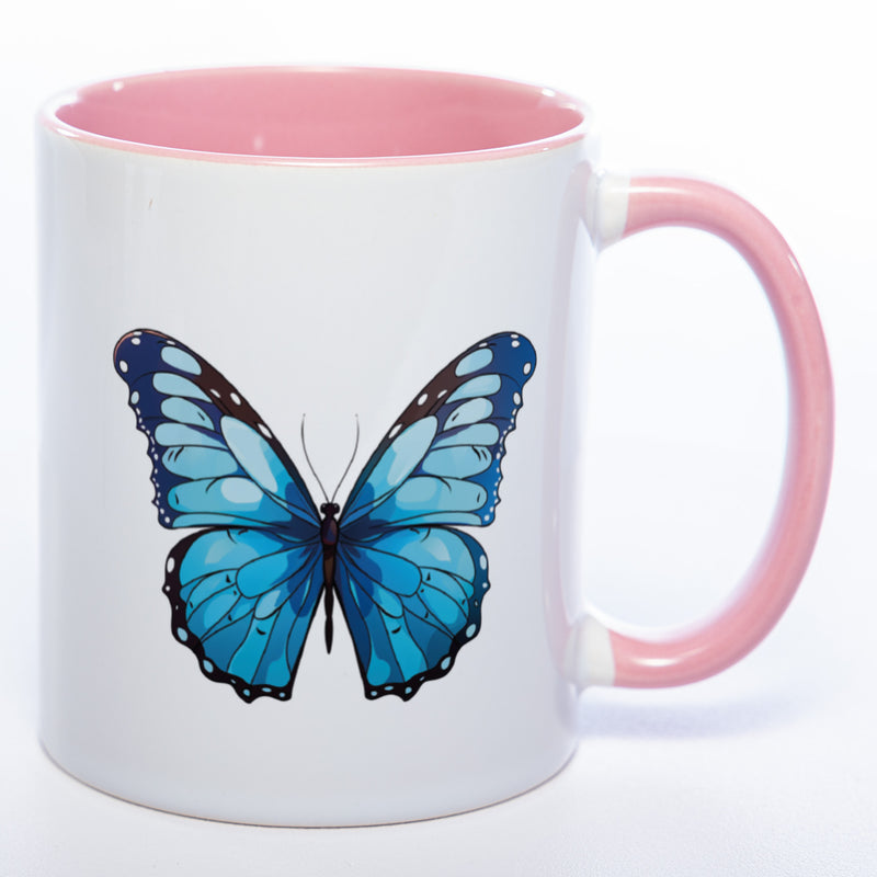 Spülmaschinenfeste Tasse mit blauem Schmetterling - Kaffeetasse