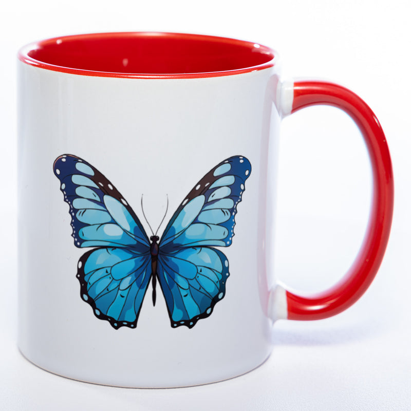 Spülmaschinenfeste Tasse mit blauem Schmetterling - Kaffeetasse