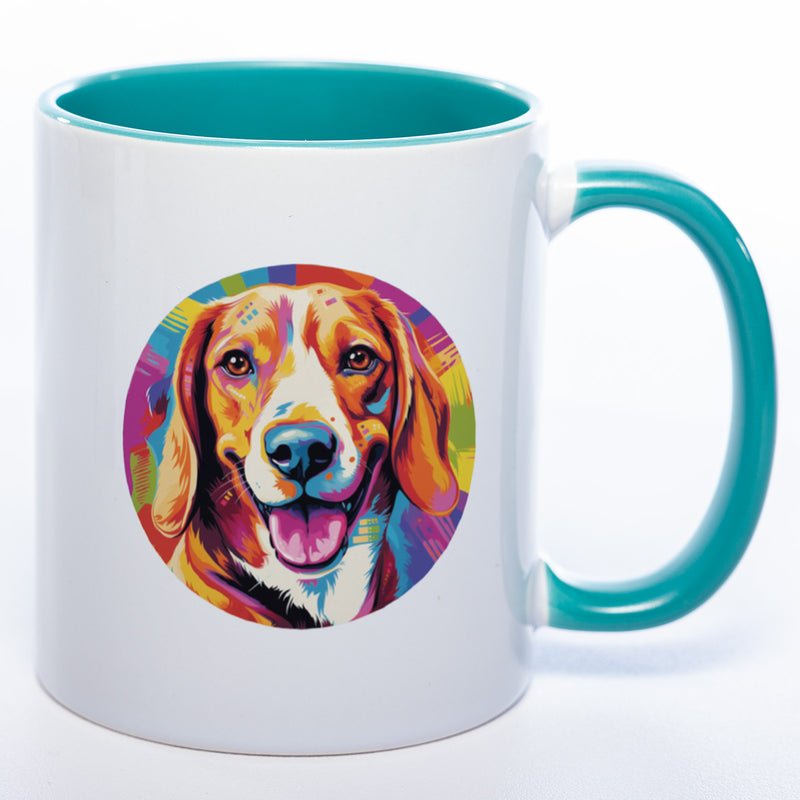 Hundetasse Beagle 2 mit Wunschname in petrol