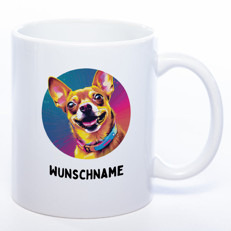 Mug Art Tasse mit Chihuahua & wahlweise mit NAMEN - Kaffeetasse StickyWorld Exclusive
