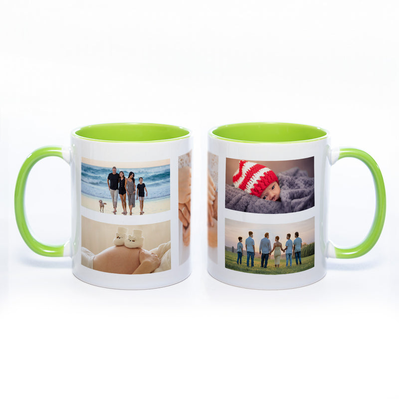 Tasse Innen und Henkel grün mit 5 Fotos