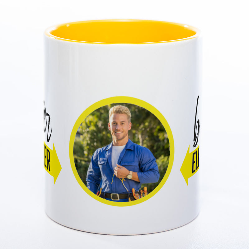 Spülmaschinenfeste Tasse "Bester Elektriker" mit Foto (HD Druck) | Jetzt selbst gestalten!
