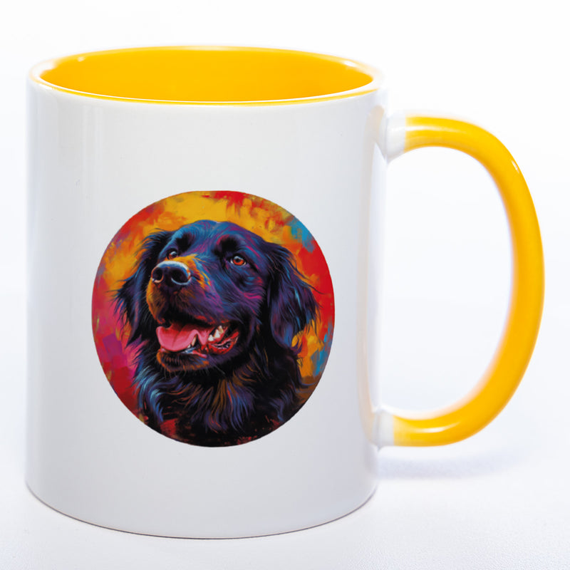 Mug Art Tasse mit Flat coated Retriever & wahlweise mit NAMEN  - Kaffeetasse StickyWorld Exclusive
