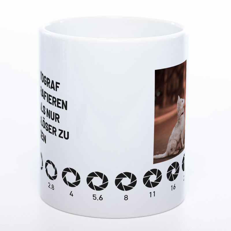 Spülmaschinenfeste Tasse "Fotograf" mit Foto (HD Druck) | Jetzt selbst gestalten!