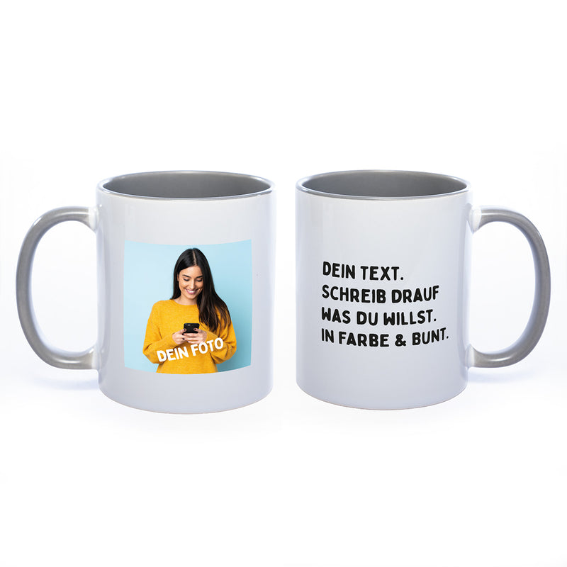 Personalisierte Fototasse – Gestalte Deine eigene Keramiktasse mit Foto und Text – Spülmaschinenfester Sublimationsdruck