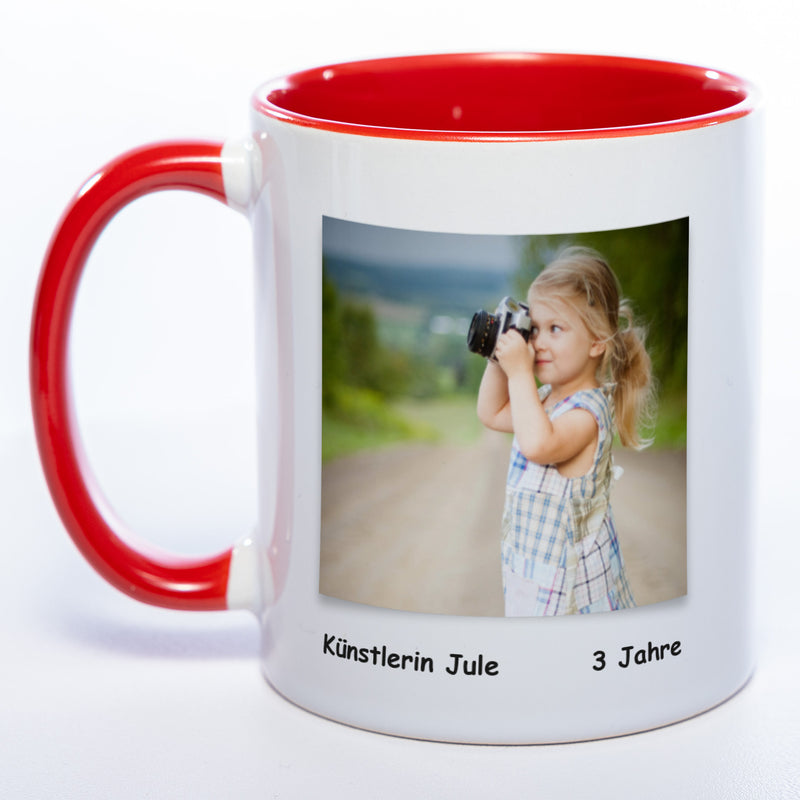 Kinder-Gemälde-Tasse mit Foto + Name (HD Druck) spülmaschinenfest | Jetzt selbst gestalten!