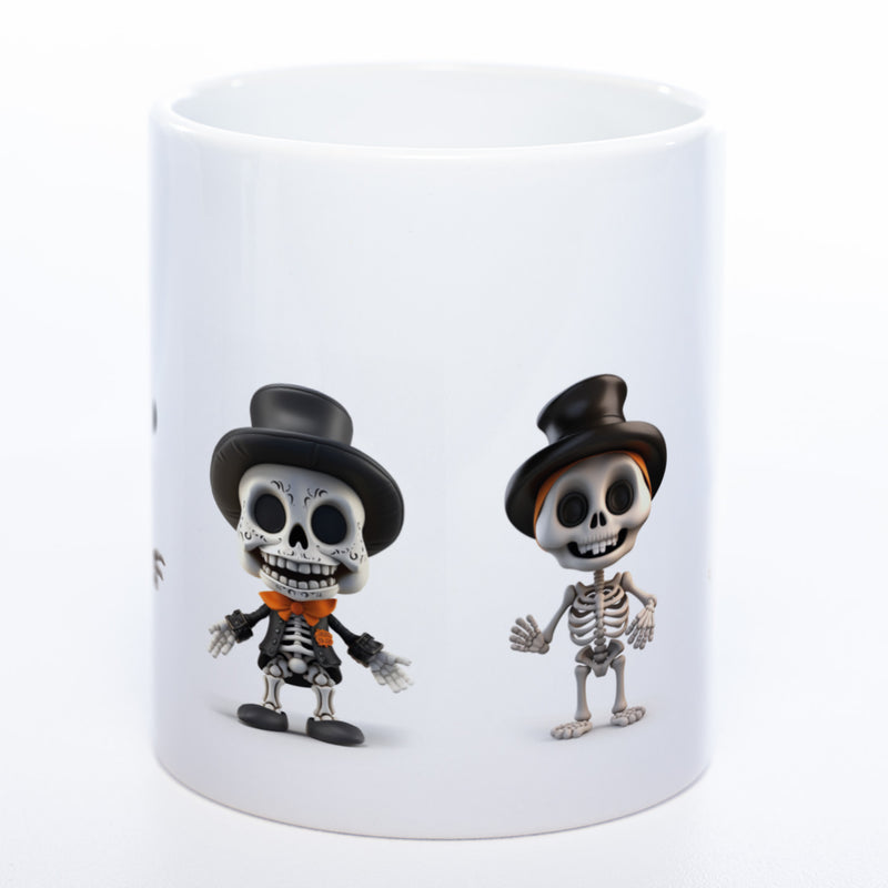 Tasse mit süßen Skelettons - exclusive Kaffeetasse - spülmaschinenfest