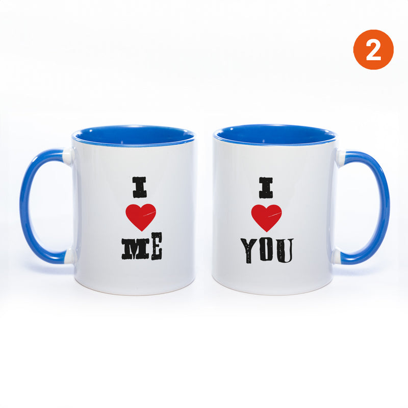 Motiv - Tasse mit Sprüchen "I LOVE ME" & "I LOVE YOU" spülmaschinenfest