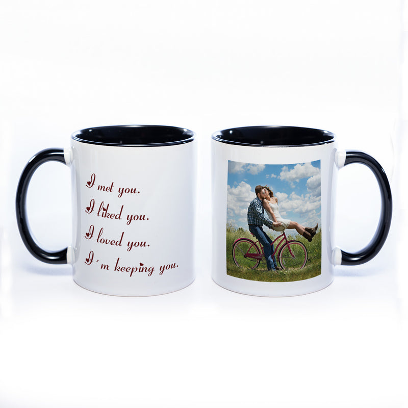 Liebes-Tasse "I met you" mit Foto (HD Druck) spülmaschinenfest