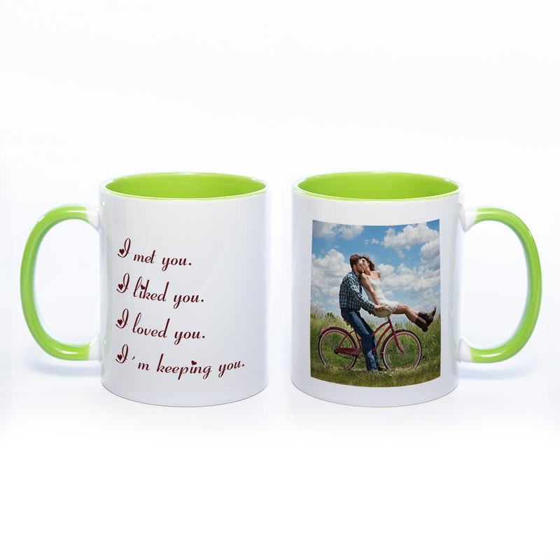 Liebes-Tasse "I met you" mit Foto (HD Druck) spülmaschinenfest