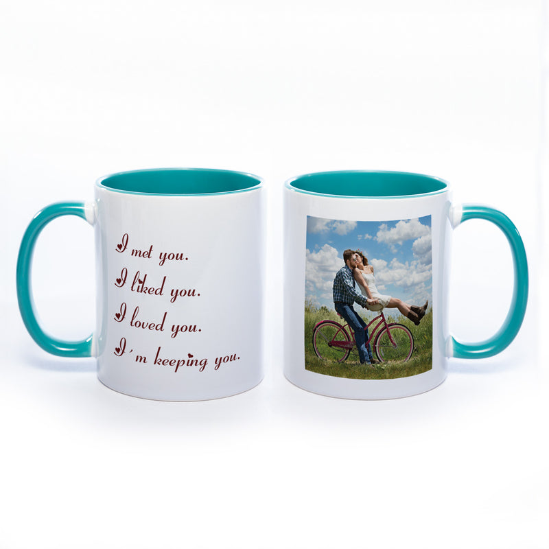 Liebes-Tasse "I met you" mit Foto (HD Druck) spülmaschinenfest