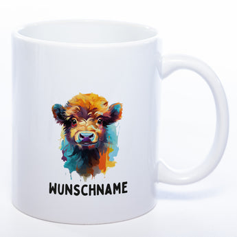 Mug Art Tasse mit Kuh Motiv  & wahlweise mit NAME - spülmaschinenfest