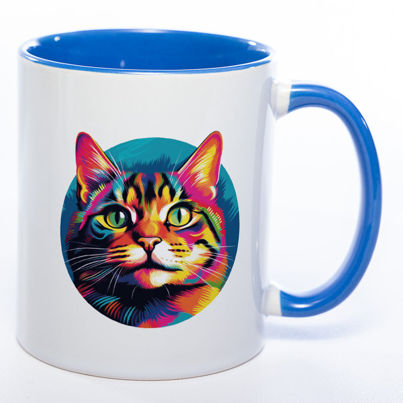 blaue Tasse mit Katze