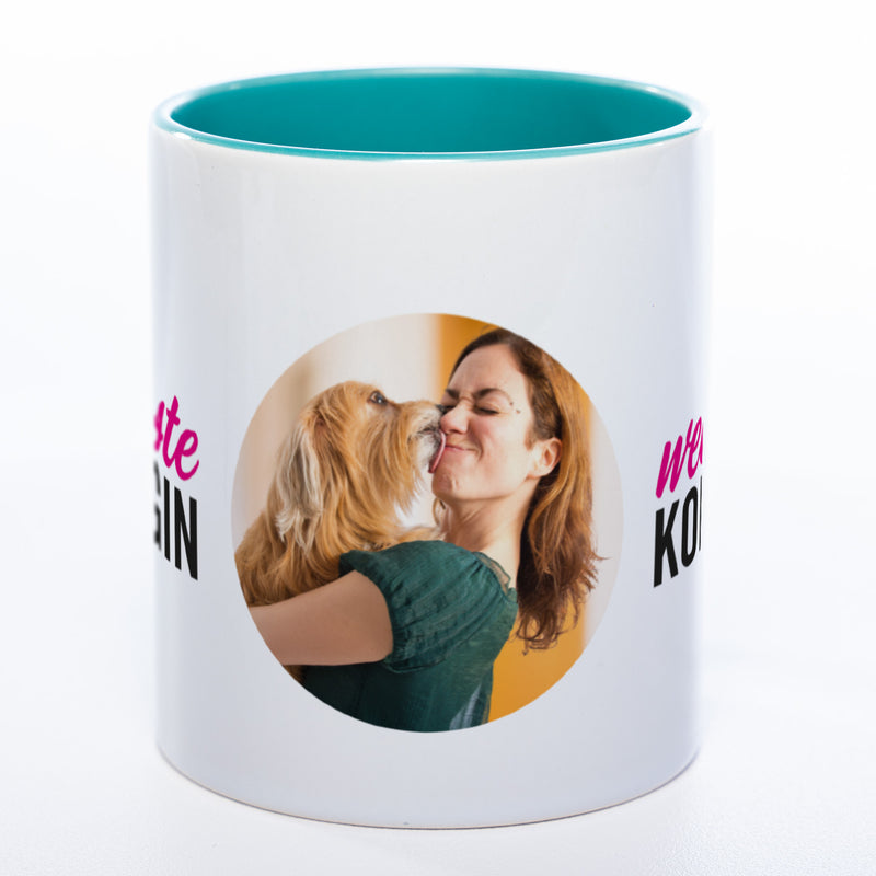 Spülmaschinenfeste Tasse "Weltbeste Kollegin" mit Foto (HD Druck) | Jetzt selbst gestalten!