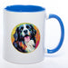 Tasse auf Wunsch mit Namen und Landseer-Motiv blau