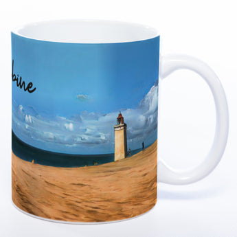 Tasse mit Leuchtturm Rubjerg Knude und Deinem Namen - Tolle Geschenkidee - spülmaschinenfest