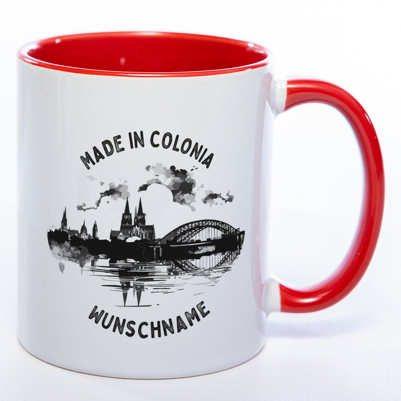 Tasse mit Köln Motiv und Spruch "Made in Colonia" - mit Wunschname - spülmaschinenfest