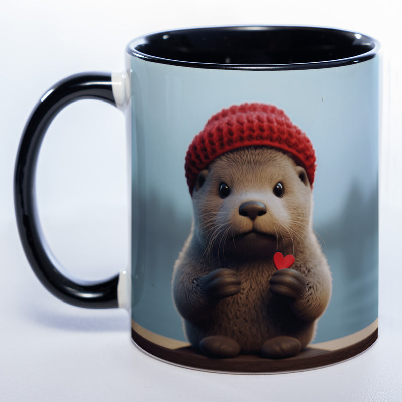 Spülmaschinenfeste Motiv-Tasse mit Otter Motiv 2 und 2 Liebessprüchen zur Auswahl - süße Kaffeetasse