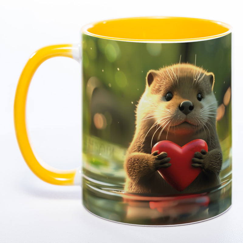 Spülmaschinenfeste Motiv-Tasse mit Otter Motiv 3 und 2 Liebessprüchen zur Auswahl - süße Kaffeetasse