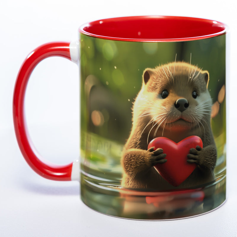 Spülmaschinenfeste Motiv-Tasse mit Otter Motiv 3 und 2 Liebessprüchen zur Auswahl - süße Kaffeetasse